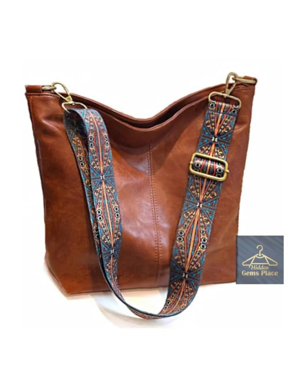 Vegan Leather Hobo Crossbody Bag with Adjustable Strap